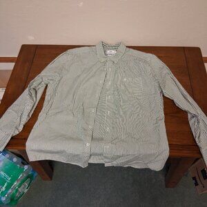 Southern Tide Button Down, Green with White Stripes, XL